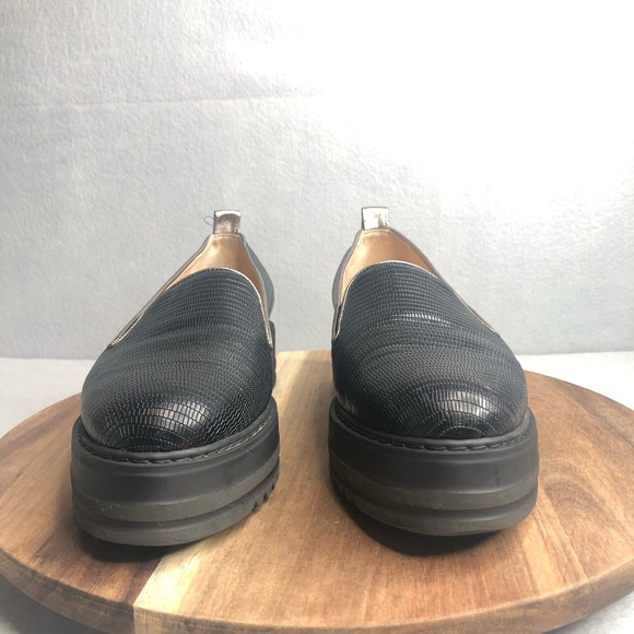 Michele Lopriore Milano Black Lizzard Leather Loafer Size EU 40-US 9 The Cassidy - Picture 4 of 10